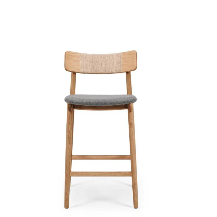 Niles Barstool High Back (Natural Oak) Fabric - 660SH