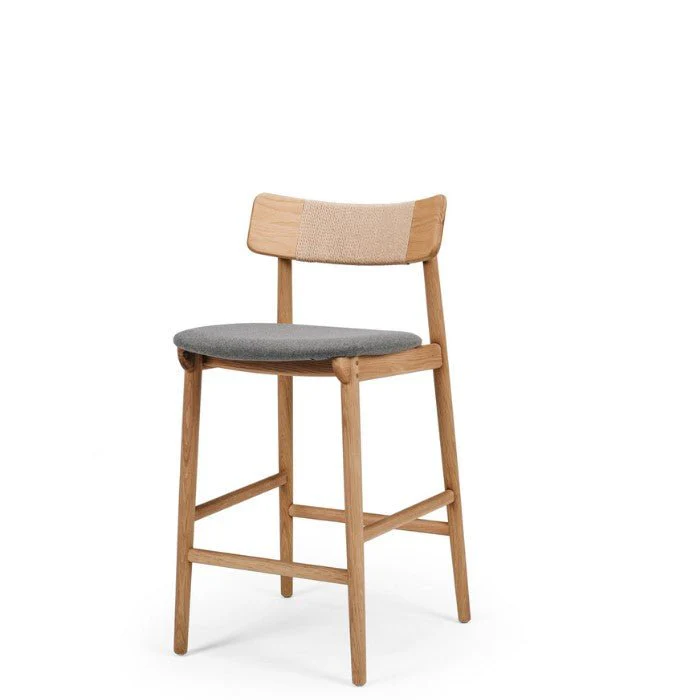 Niles Barstool High Back (Natural Oak) Fabric - 660SH - Image 4