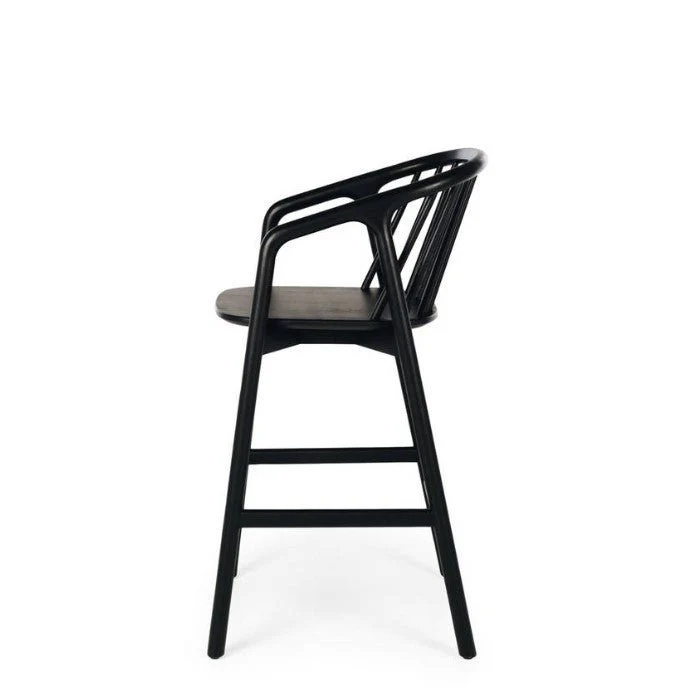 Nord Barstool Black Oak) Black PU Seat - Image 2