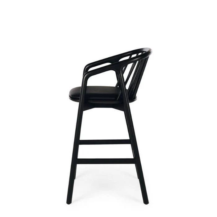 Nord Barstool Black Oak) Black PU Seat - Image 3
