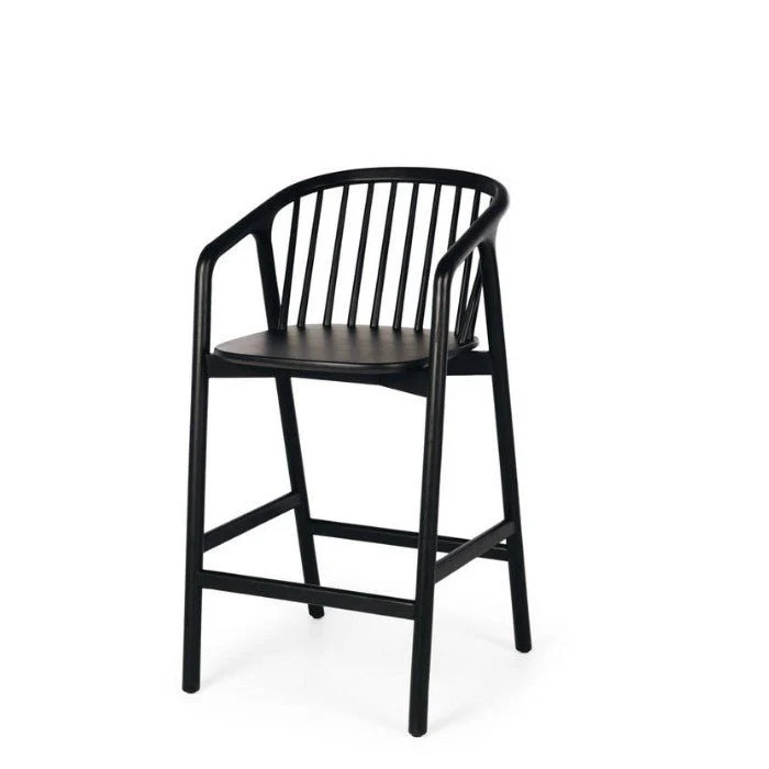 Nord Barstool Black Oak) Black PU Seat - Image 4