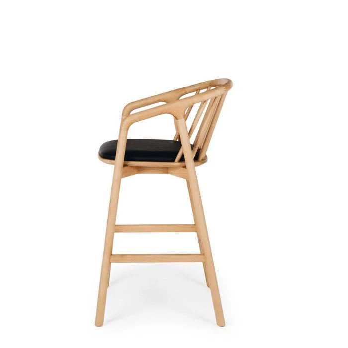 Nord Barstool Natural Oak) Black PU Seat - Image 3