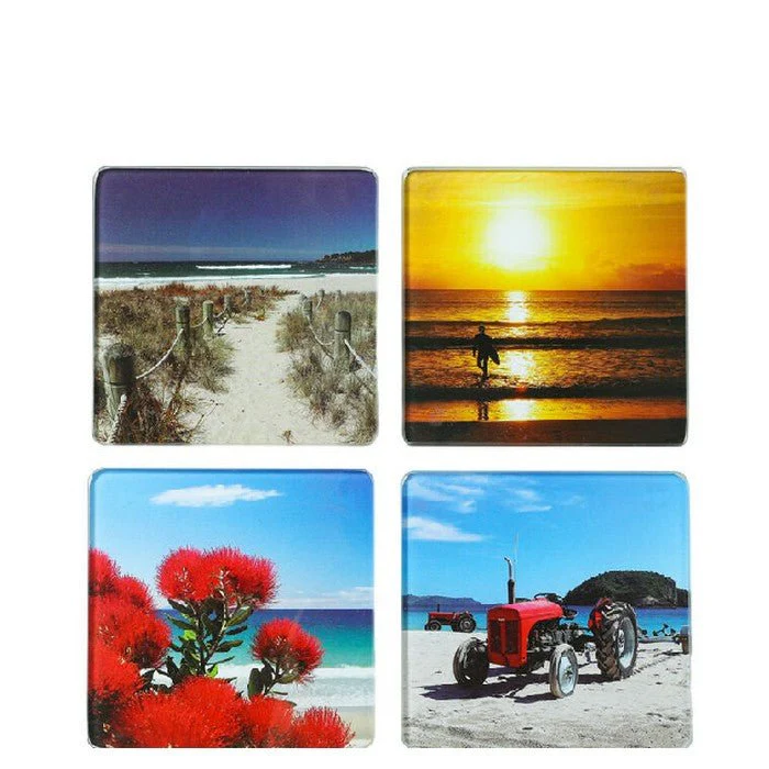 NZ Beach Scenes Coasters Set 4