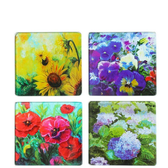 NZ Floral Painting  Coasters Set 4