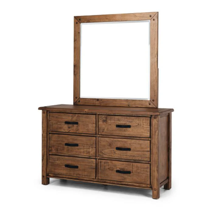 Oberon 6 Drawer Dresser & Mirror - Pine - Image 2