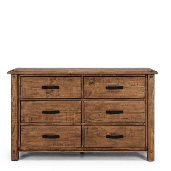 Oberon 6 Drawer Dresser & Mirror - Pine - Image 3