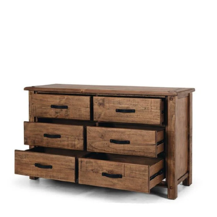 Oberon 6 Drawer Dresser & Mirror - Pine - Image 7