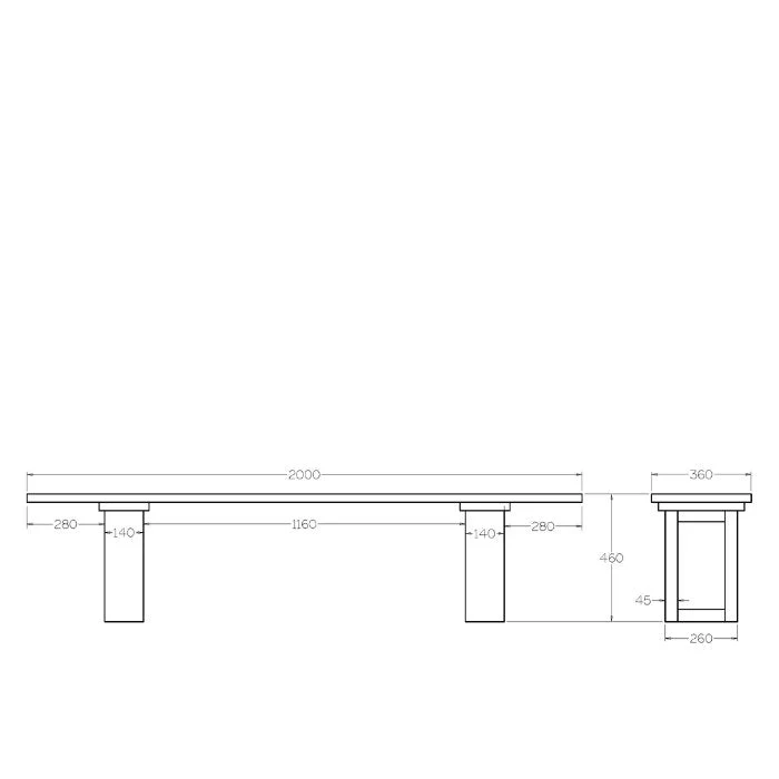 Ohope Bench Seat - 4 Sizes to Suit - Ash - Image 12