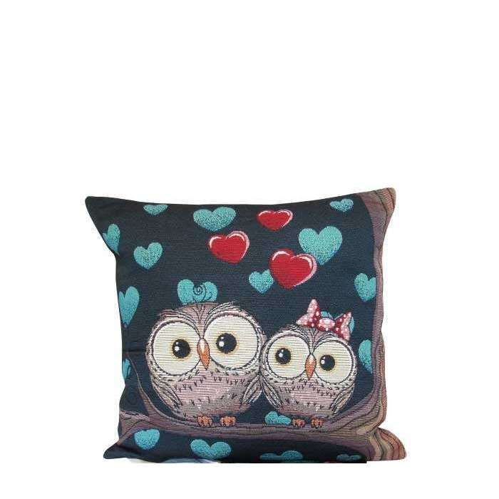 Owl Lovers in Blue Cushion