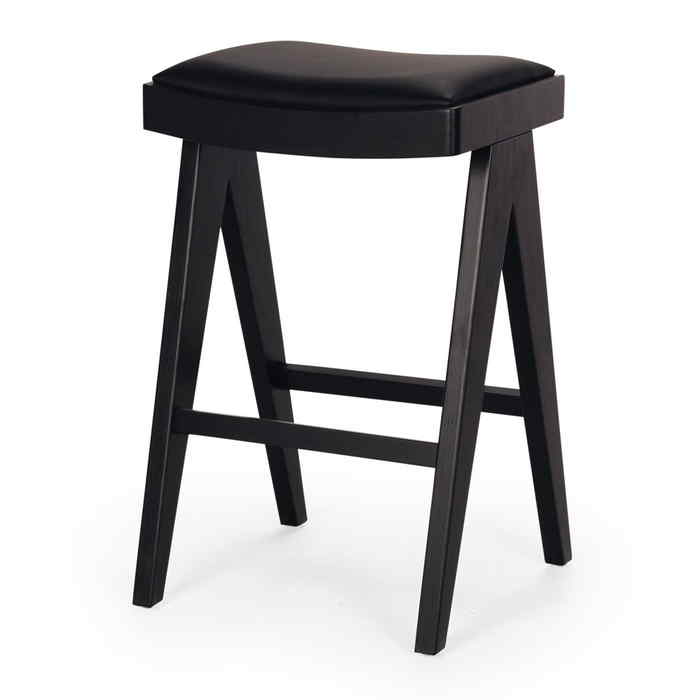 Palma Barstool - Black Oak Black PU Seat - 650SH - Image 2