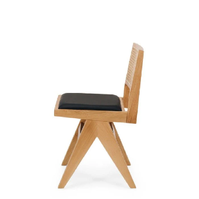Palma Dining Chair - Natural Oak with Black PU Seat - Image 3