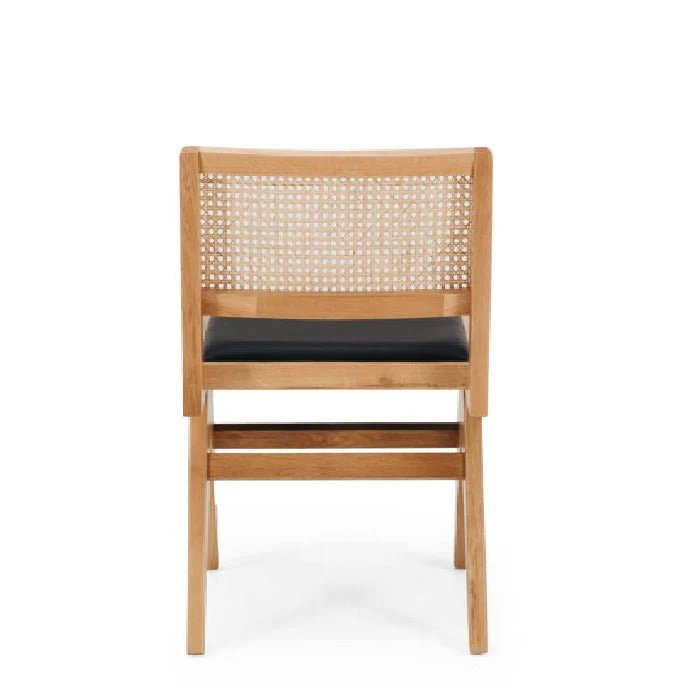 Palma Dining Chair - Natural Oak with Black PU Seat - Image 4