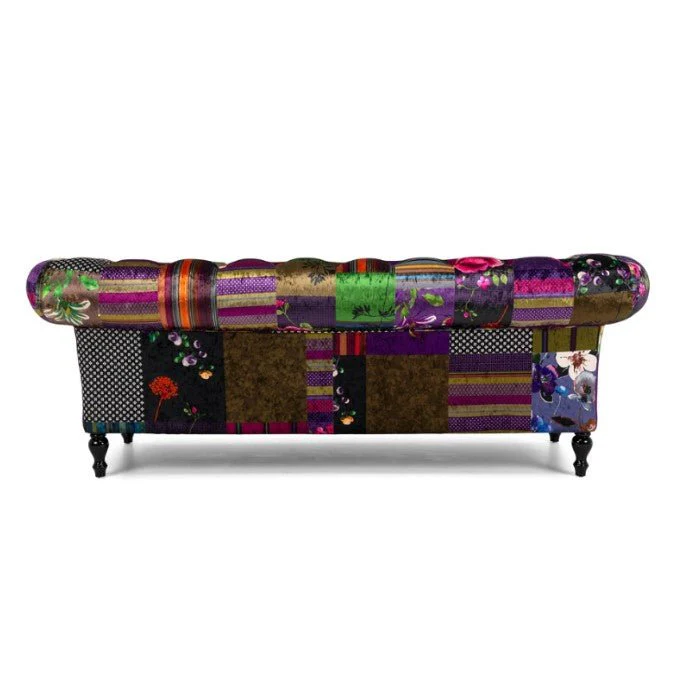 Patchwork 3 Seater Sofa - Velvet - Image 4