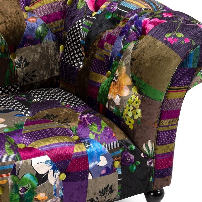 Patchwork 3 Seater Sofa - Velvet - Image 5