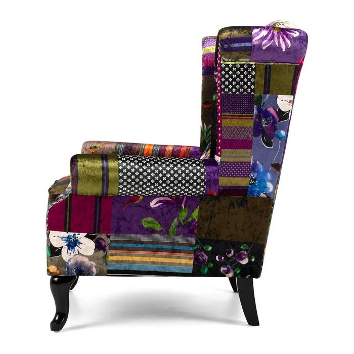 Patchwork Wingback Chair - Image 4