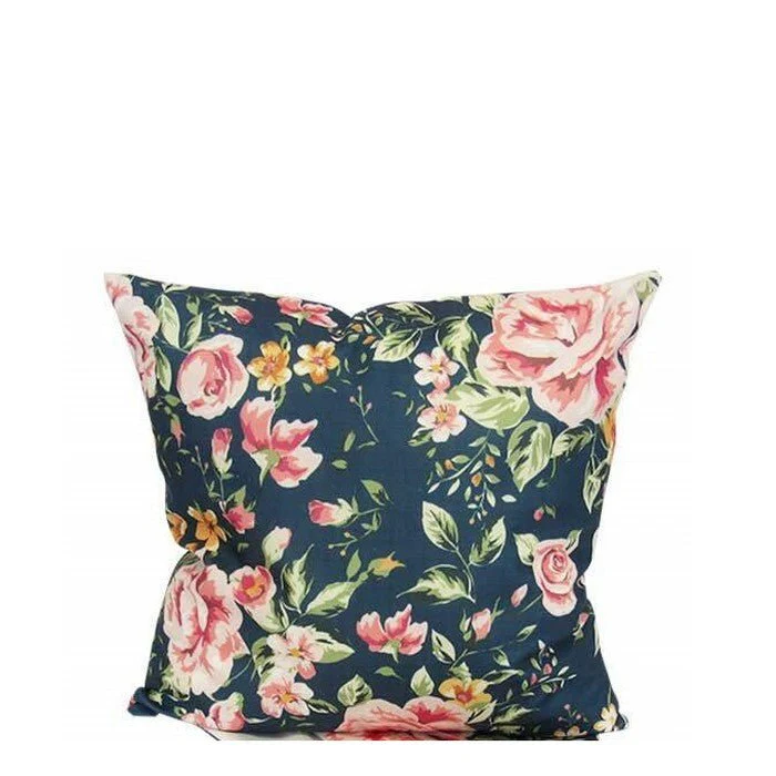Pink Roses on Blue Cushion