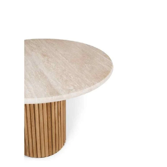 Rho Dining Table with Travertine Top - 1200dia (Seats 4) - Image 3