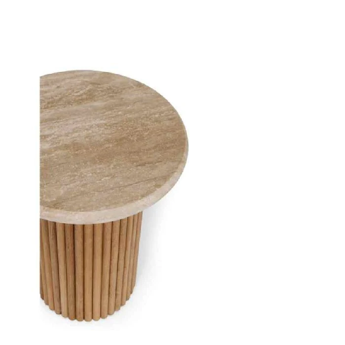 Rho Side Table with Travertine Top - 500dia - Image 4