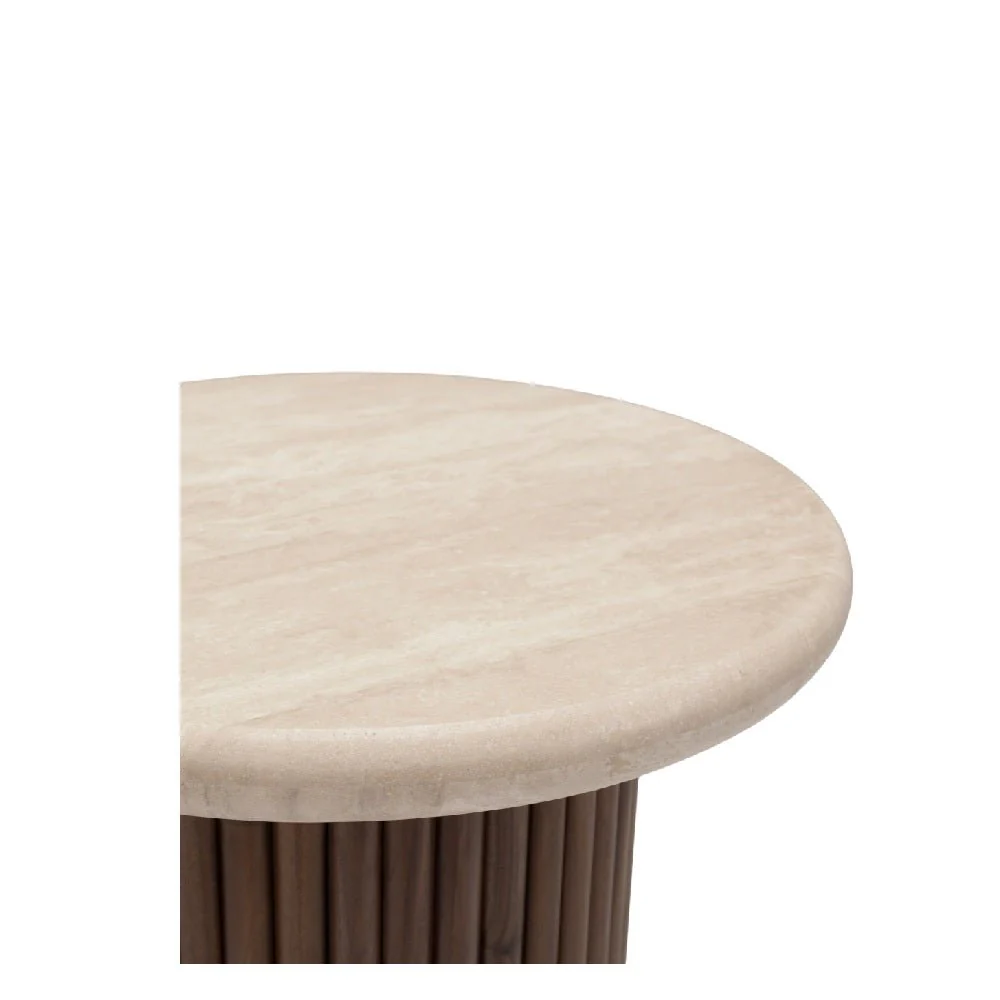 Rho Side Table with Travertine Top - 500dia - Image 5