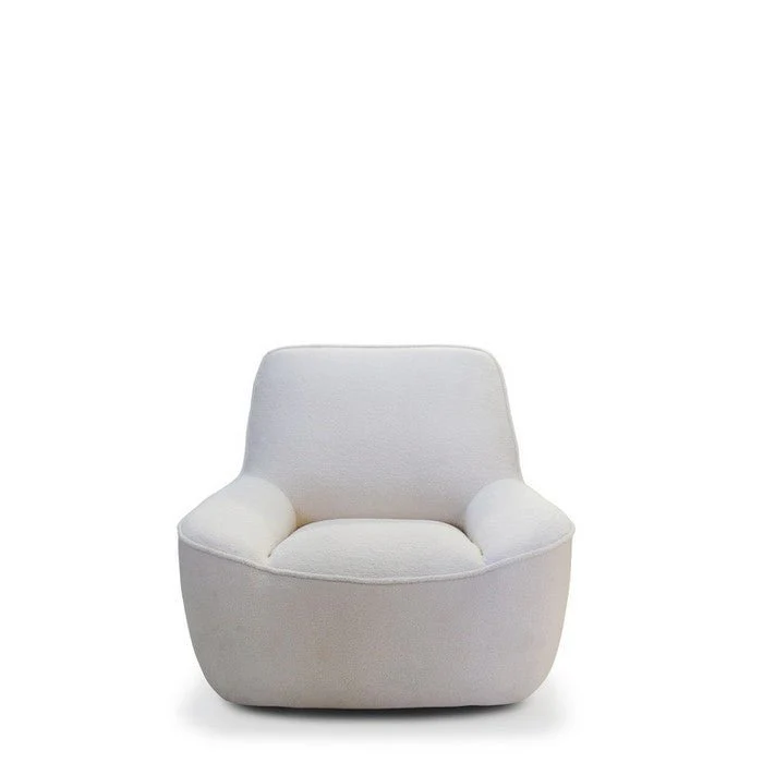 Simia Swivel Lounge Chair - Ivory Boucle