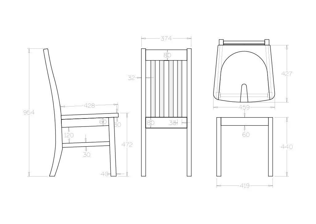 Villager Dining Chair - Solid seat - Image 9