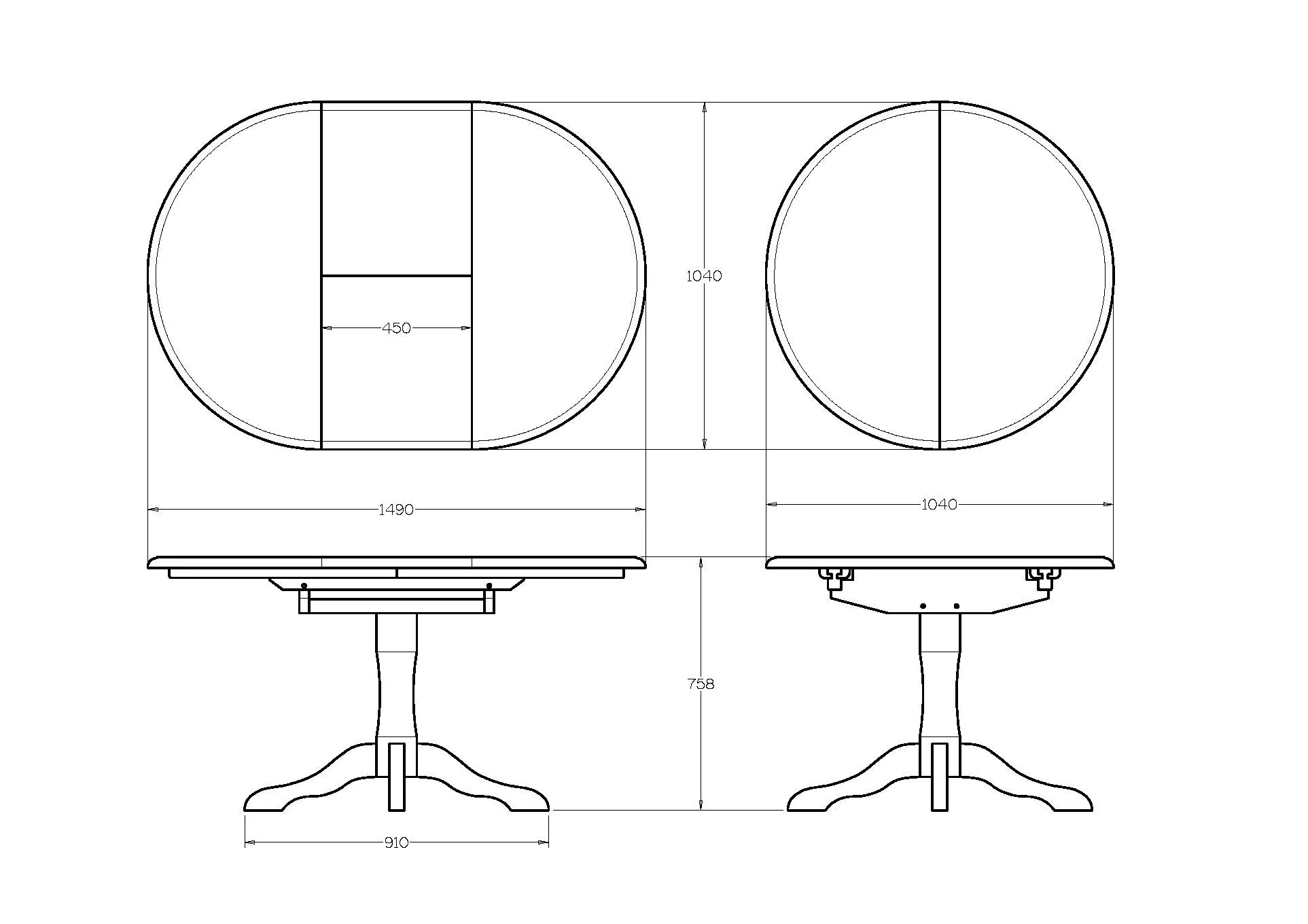 Villager Dining Extension Table - Round - 1050dia -1500w - Image 9